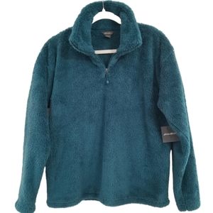 NWT Eddie Bauer Quest Plush 2.0 1/4-Zip Pullover in Teal Women's Size Large